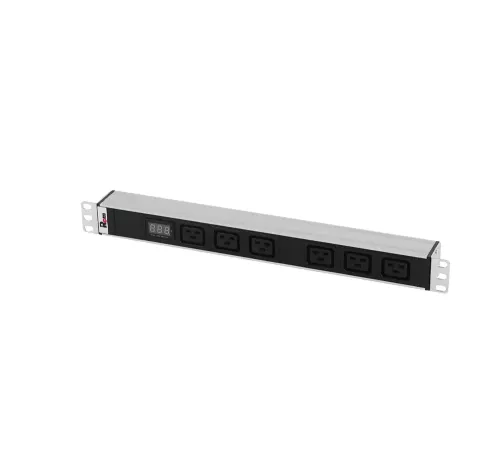 Блок розеток Rem-32 с амп., 6 IEC 60320 C19, 32А, алюм., 19", колодка