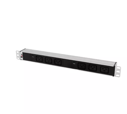 Блок розеток Rem-32 с инд., 6 IEC 60320 C19, 32А, алюм., 19", колодка