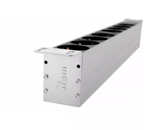 Блок розеток Rem-32 с инд., 8 Schuko, 32A, алюм., 19", колодка