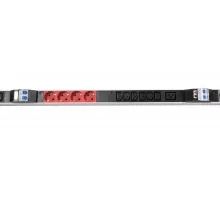 Верт блок розеток Rem-3x32, 3 фазы 32A, 6 авт, инд, 12 S, 18 C13, 3 C19, 1820мм, вх IEC 309, шнур 3м