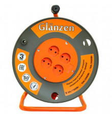 Удлинитель силовой на катушке GLANZEN 4 гн. ПВС 2х0,75 ЕВ-50-001
