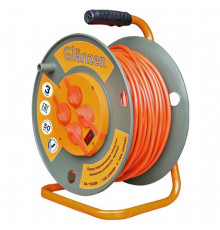 Удлинитель силовой на катушке GLANZEN 4 гн. ПВС 3х1,5 IP44 ЕВ-50-007