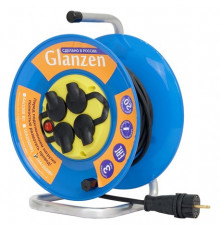 Удлинитель силовой на катушке GLANZEN с выкл. 4 гн. КГ 3х1,5 IP44 арт. EB-20-009