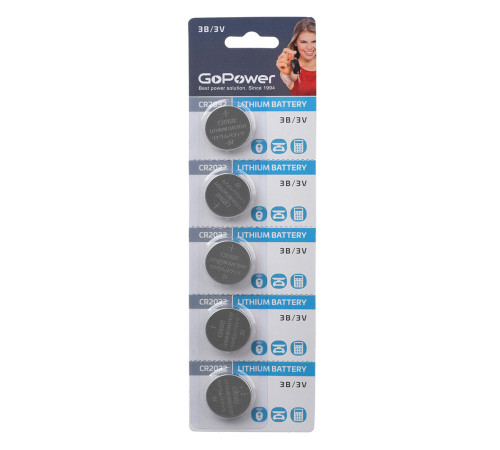 GoPower CR2032 BL5 Lithium 3V 00-00015603 Батарейка