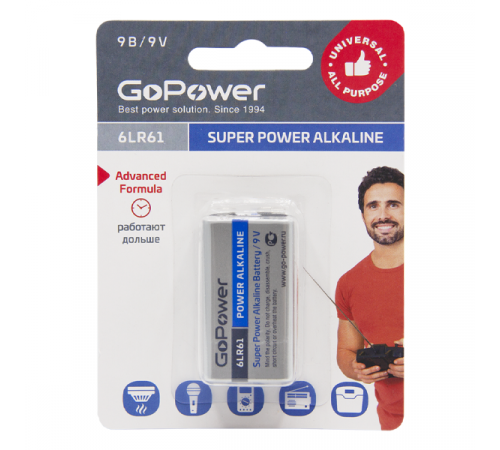 GoPower Крона 6LR61 00-00017863 Батарейка