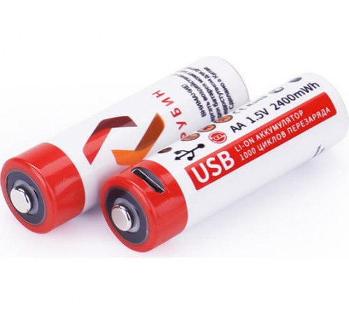 РУБИН LI-ON АА 1,5 В (2400mWh AA microUSB) 4шт Аккумуляторные батарейки