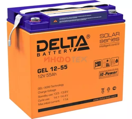 Delta GEL 12-55 (12V/55Ач) Свинцово- кислотный аккумулятор