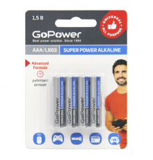 GoPower LR03 AAA BL4 Alkaline 1.5V 00-00015602 Батарейка AAA