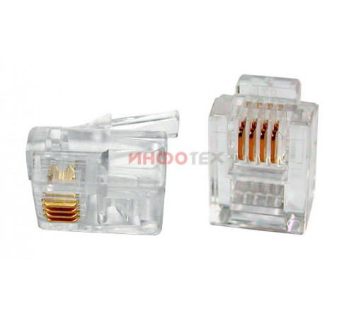 Hyperline PLUG-6P4C-P-C2-100 Коннектор