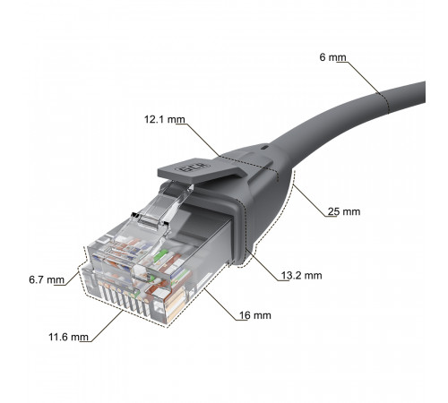Greenconnect RJ45(m) - RJ45(m) Cat.6 UTP  2м серый