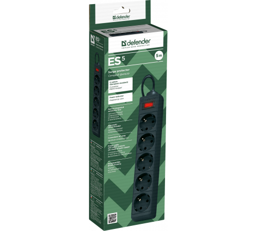 Defender ES 5 Black (5 м, 5 розеток)