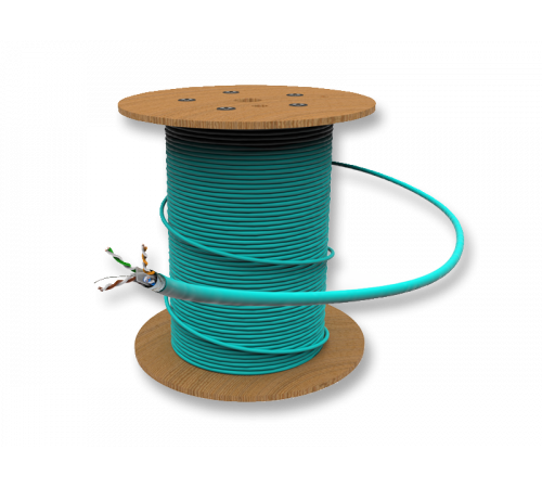 Patchwork Кабель F / UTP Кат.6А, 500 МГц,23AWG / 1, LSZH 3-22, 7,3 мм, бирюзово-синий (RAL5018), барабан 500 м (77746201)