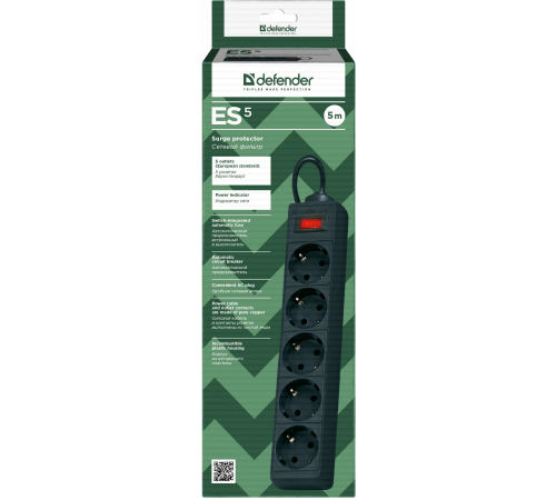 Defender ES 5 Black (5 м, 5 розеток)