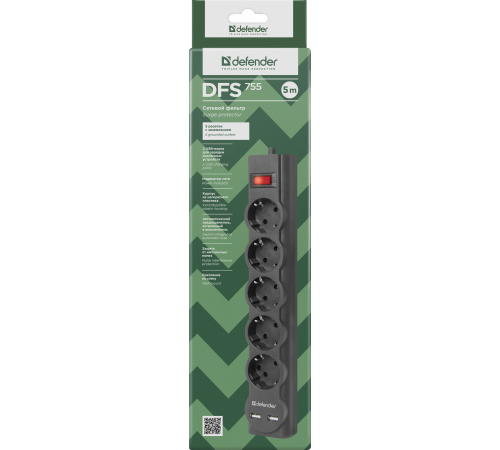 Defender DFS 755 (5 м, 5 розеток)